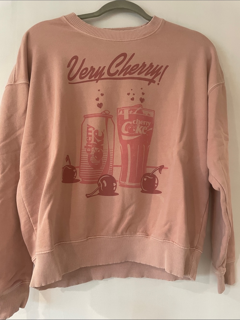 American Eagle Outfitters Pink Graphic "Very Cherry" Crewneck Sweatshirt